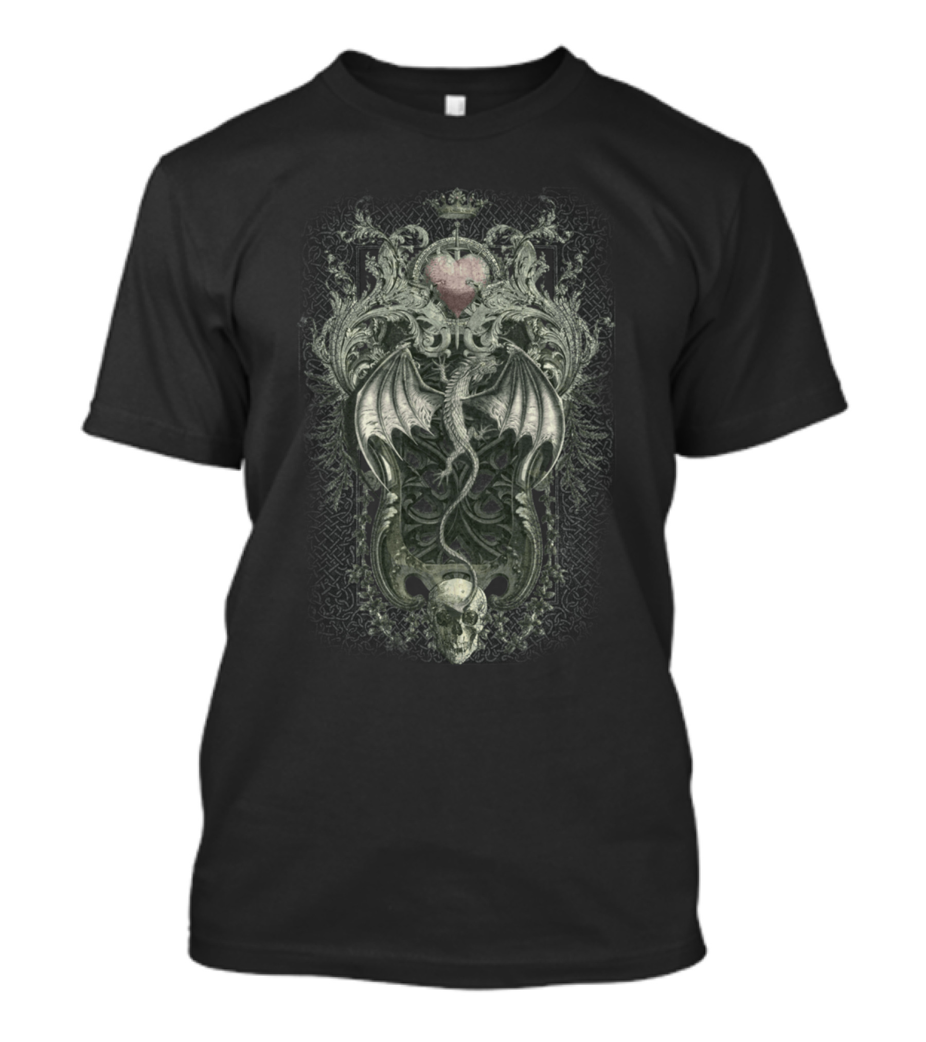 Spirit Of Dragon Gothic Heart Skull T-Shirt