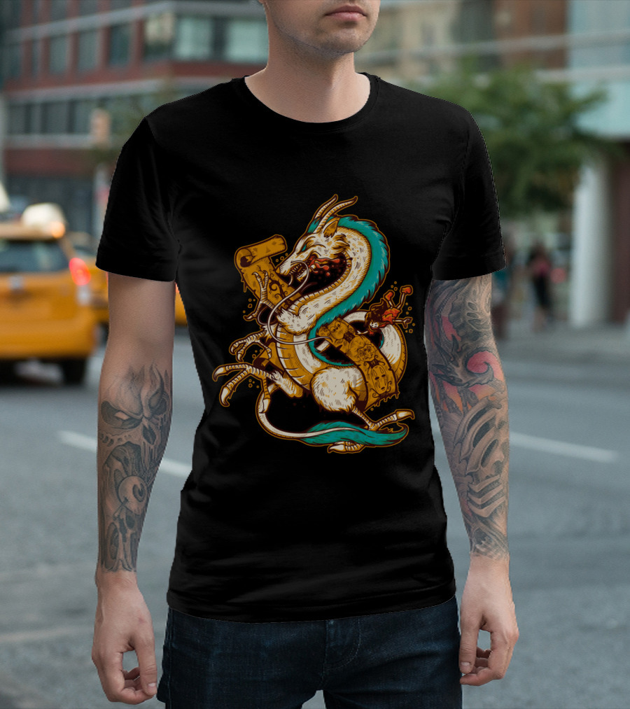 Spirited Dragon Fantasy Artful Crest T-Shirt