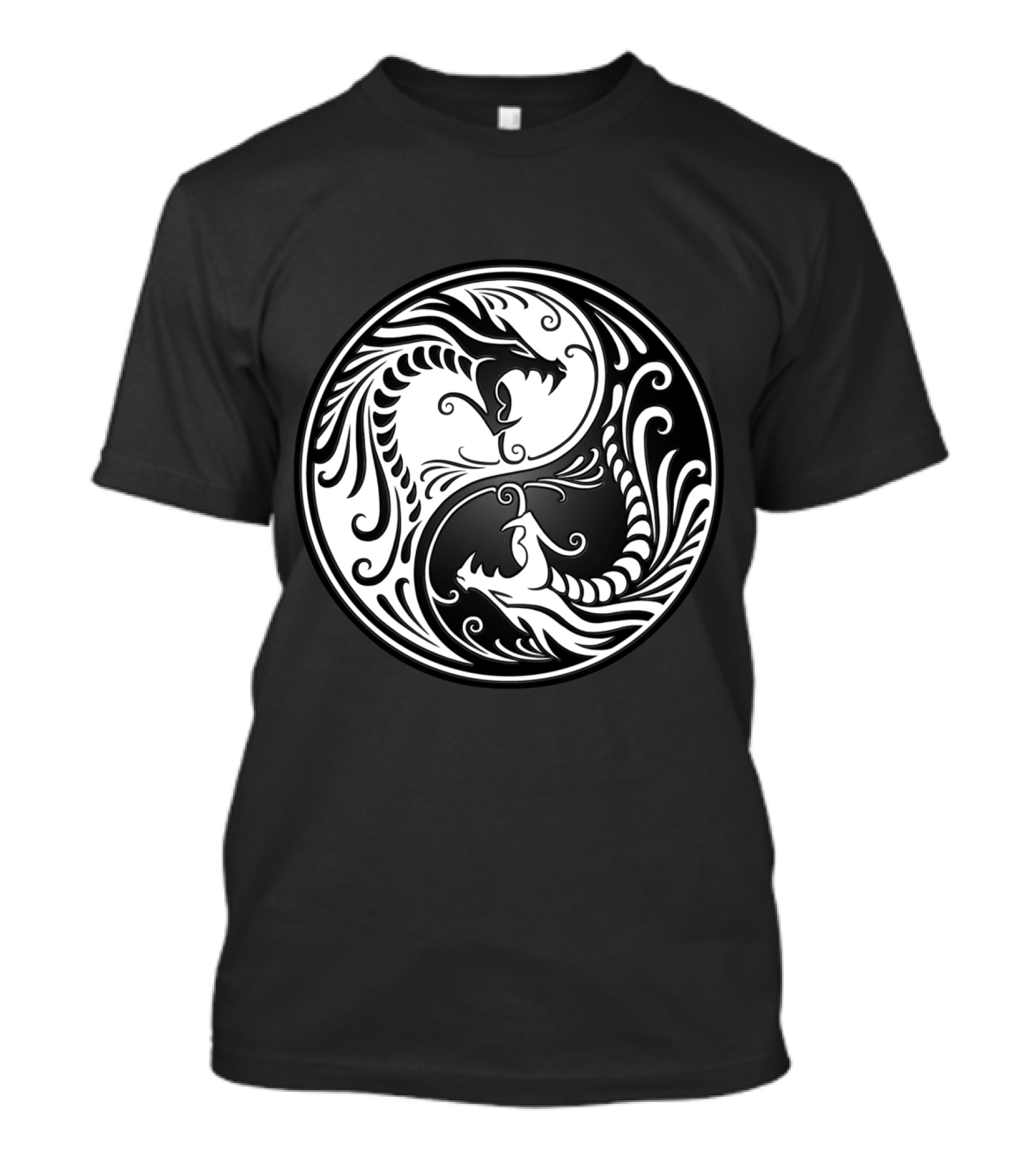 White And Black Yin Yang Dragon T-Shirt