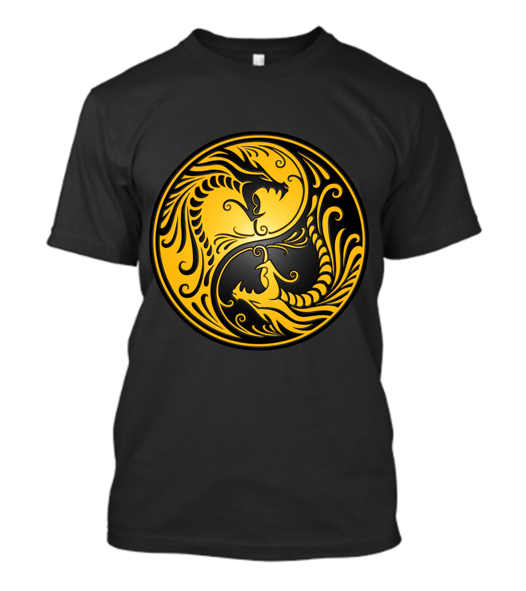 Yellow And Black Yin Yang Dragon T-Shirt