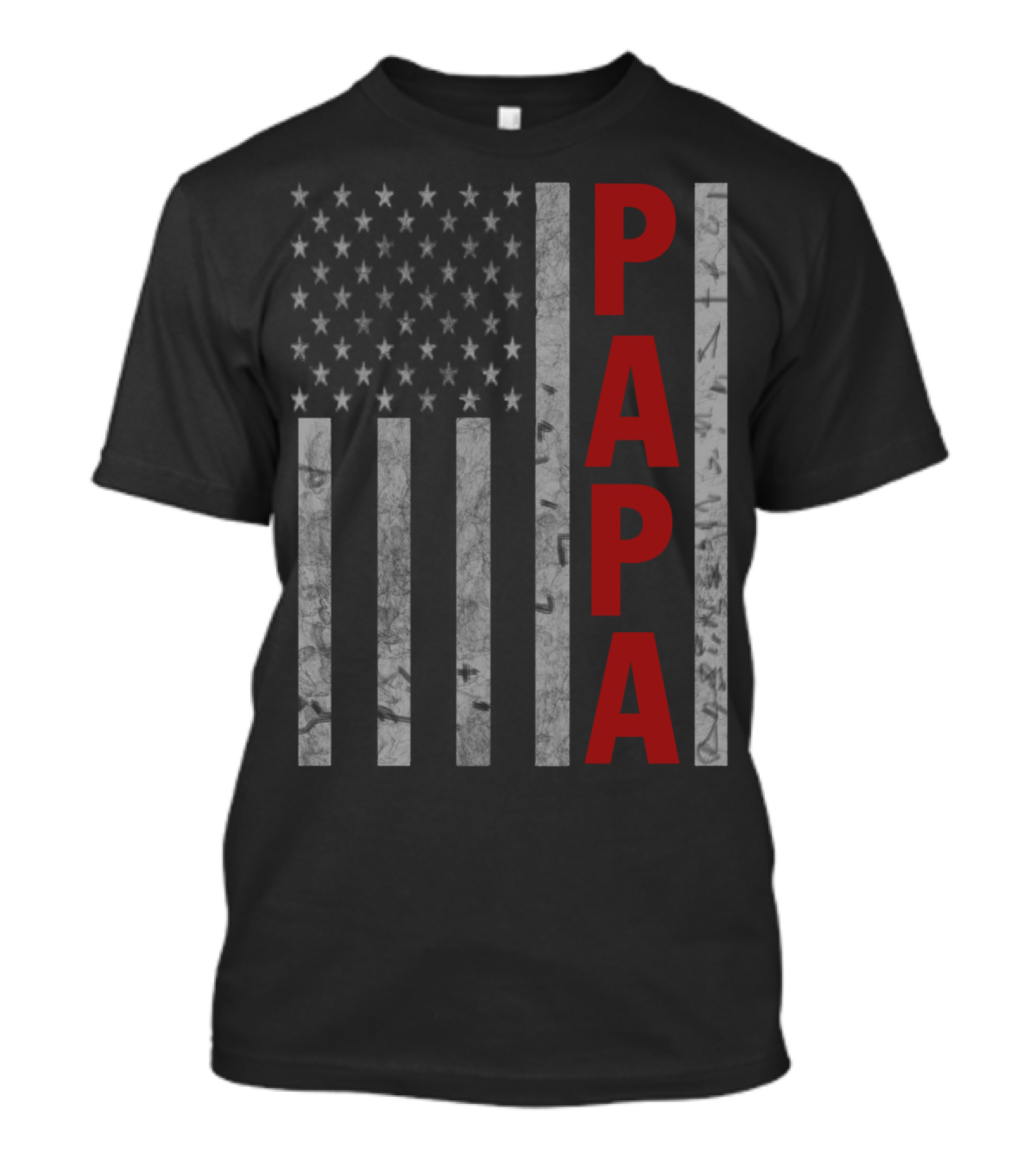 American Flag Papa Vertical Text Patriotic T-Shirt