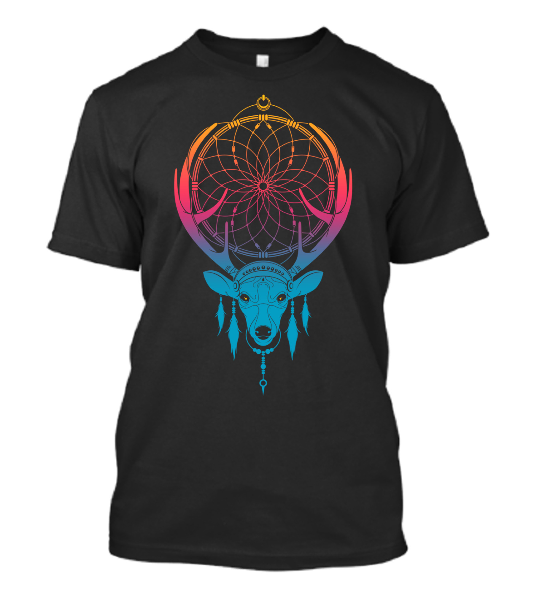 Deercatcher Dreamcatcher Gradient Antlers Feathers T-Shirt