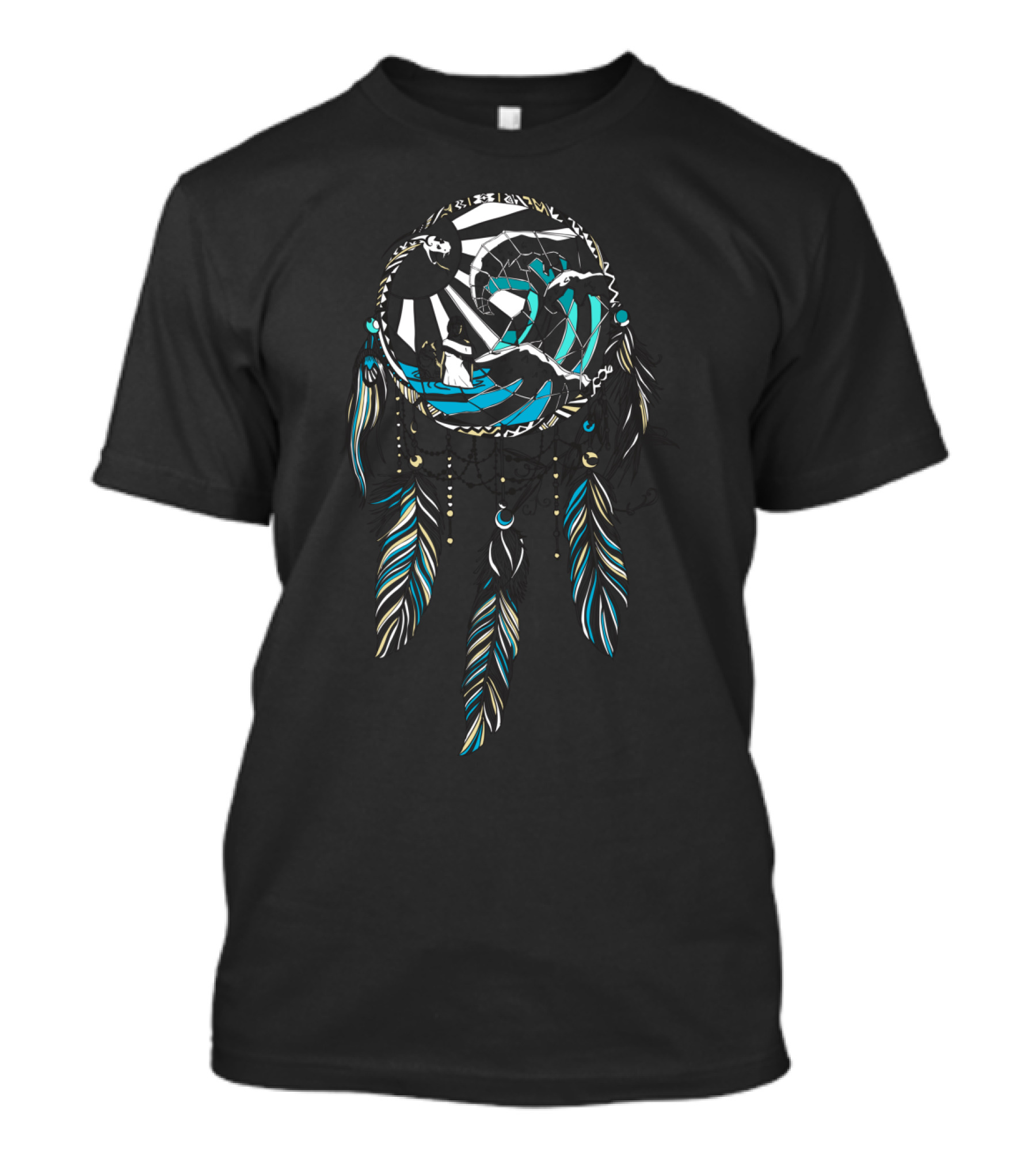 Dream Catcher Surreal Feathered Landscape With Moon And Clouds T-Shirt