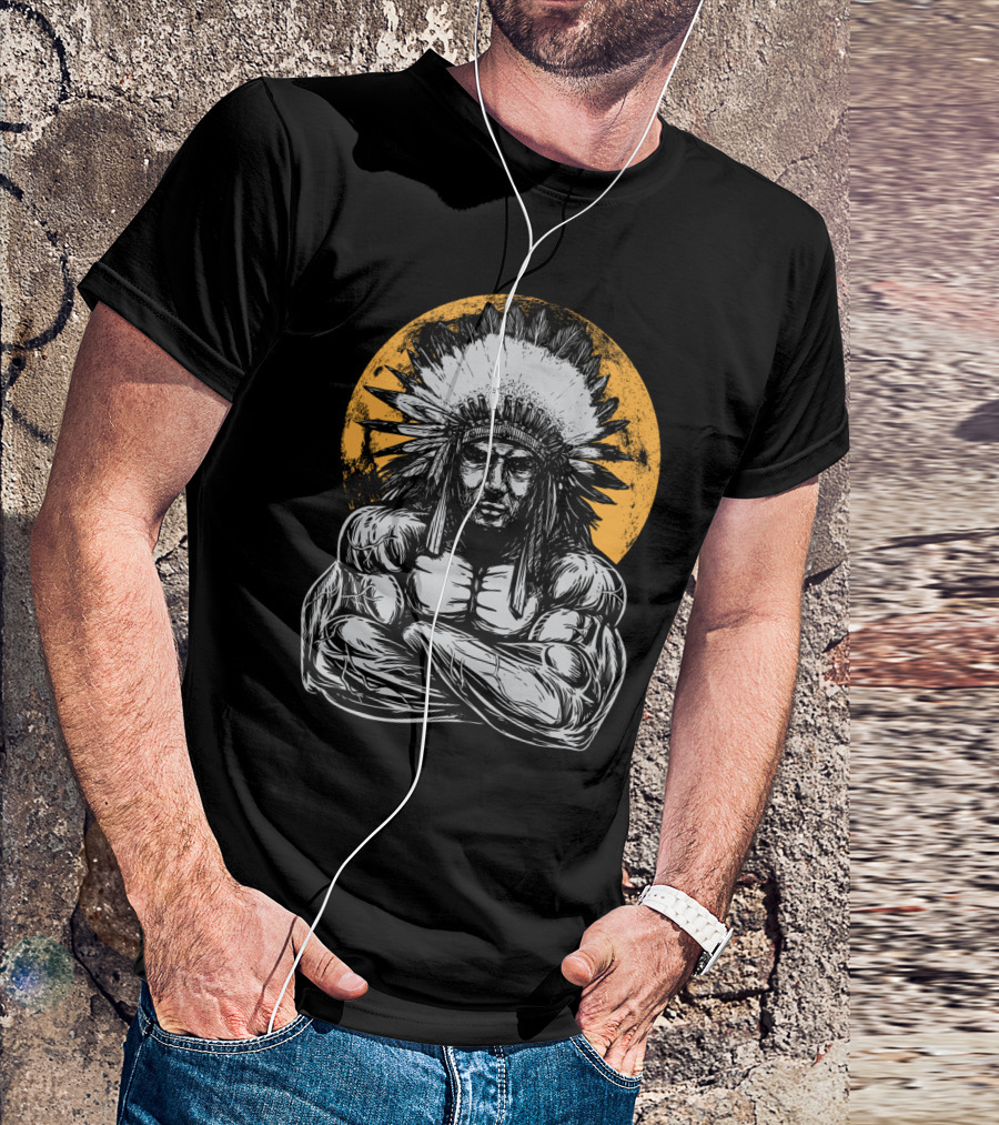 Gym Chief Muscular Warrior In Headdress T-Shirt