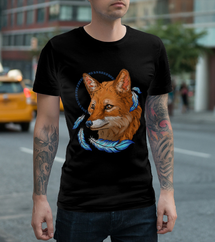 Indian Fox Dreamcatcher Feathers T-Shirt