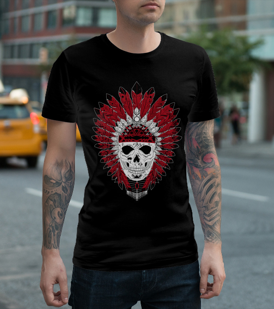 Indian Skull Feather Headdress T-Shirt