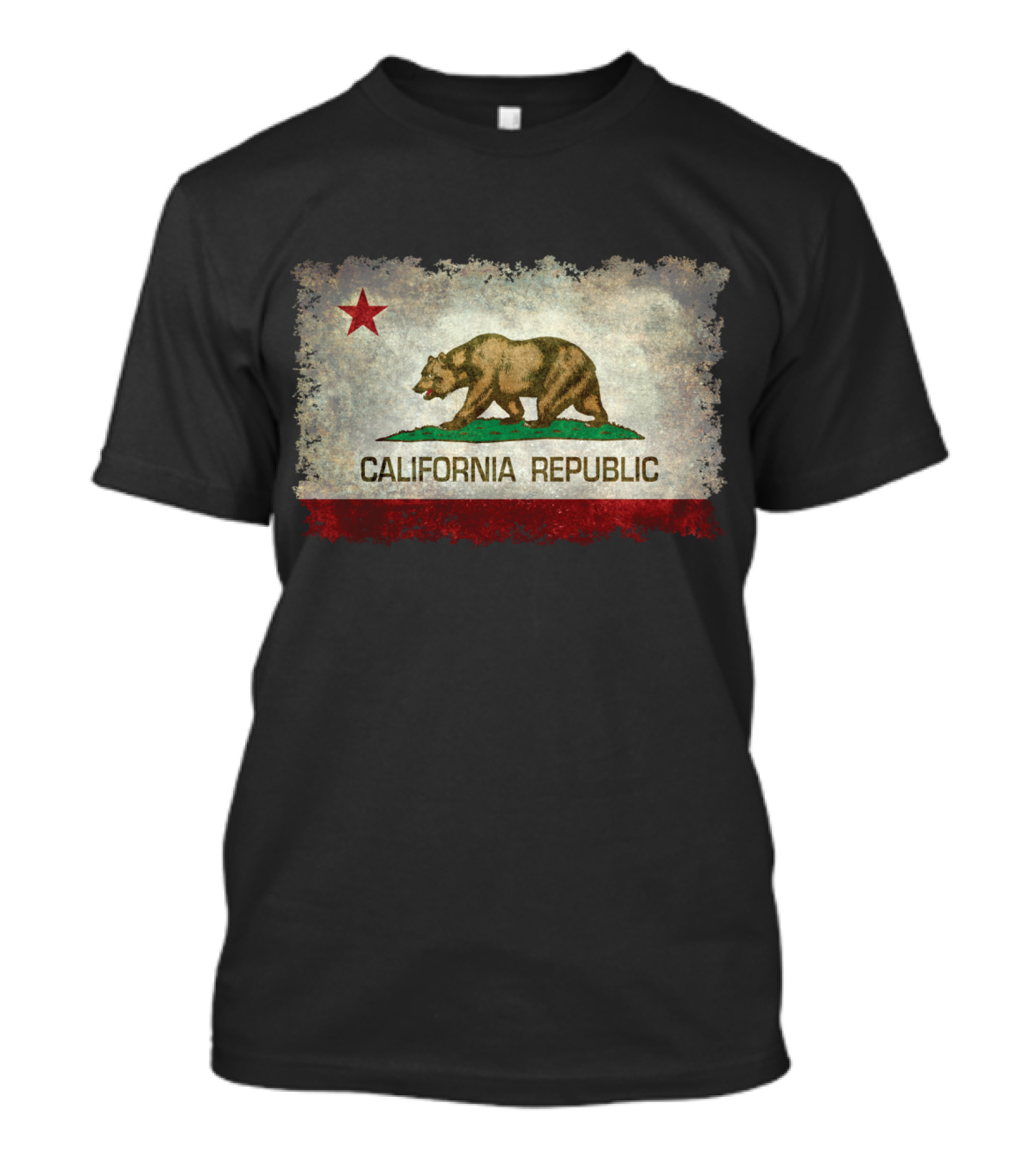 California Republic Distressed Bear Flag Vintage Look T-Shirt