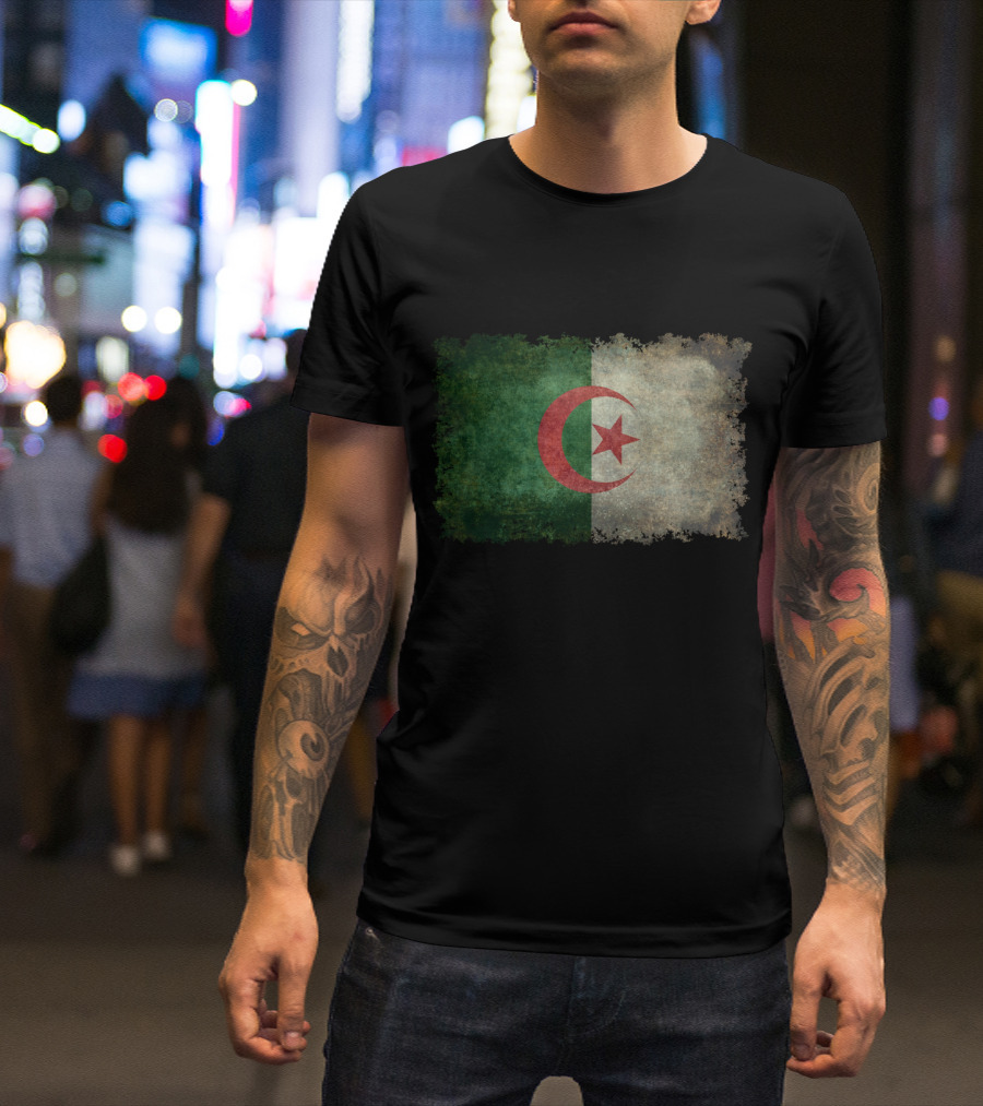 Flag Of Algeria Worn Vintage Look T-Shirt
