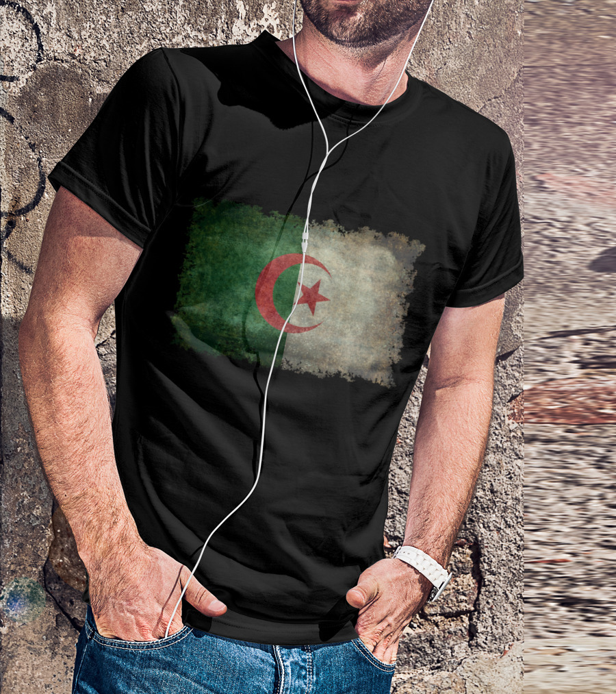 Flag Of Algeria Worn Vintage Look T-Shirt
