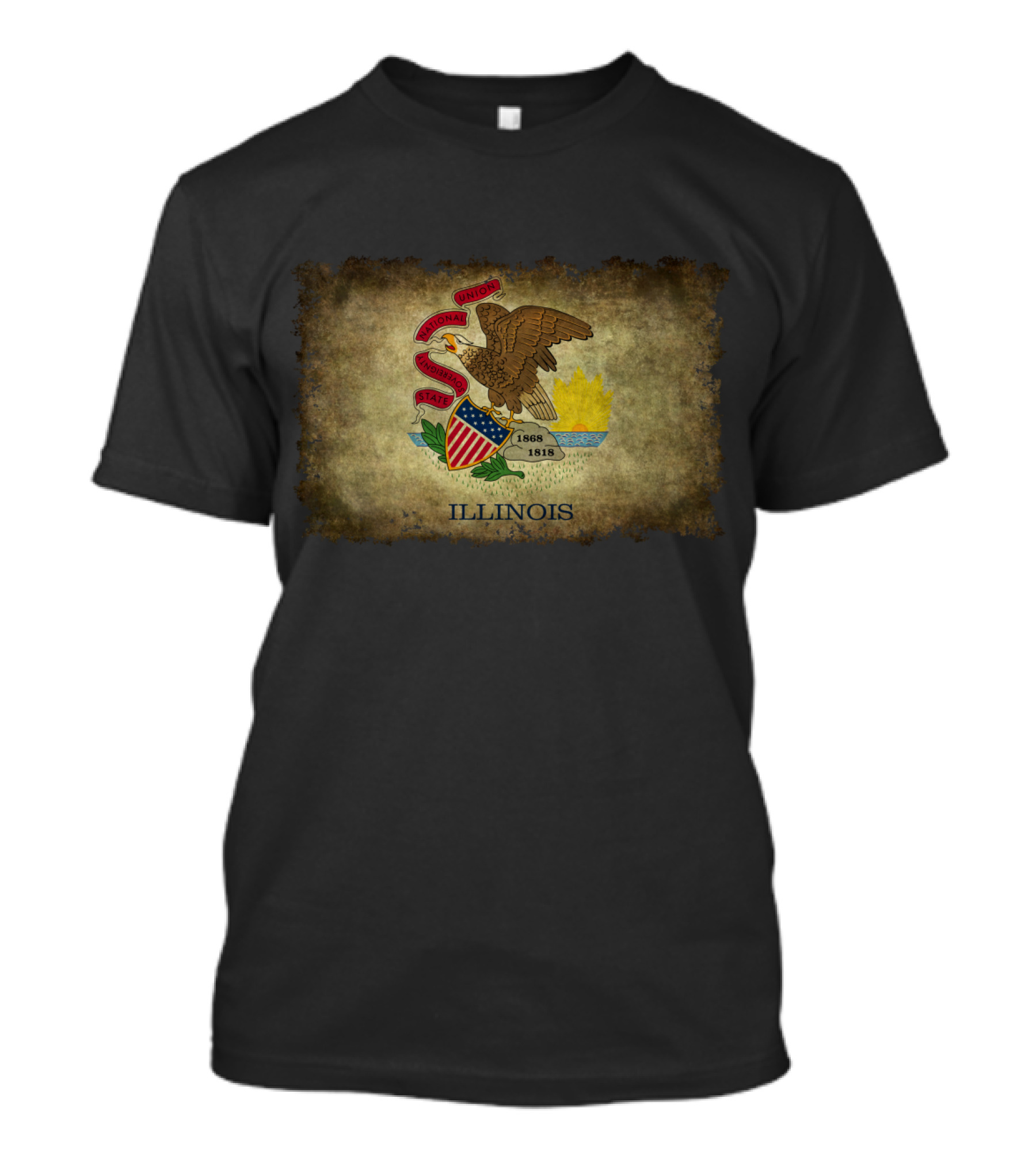 Vintage Illinois State Flag Emblem With Eagle And Shield T-Shirt