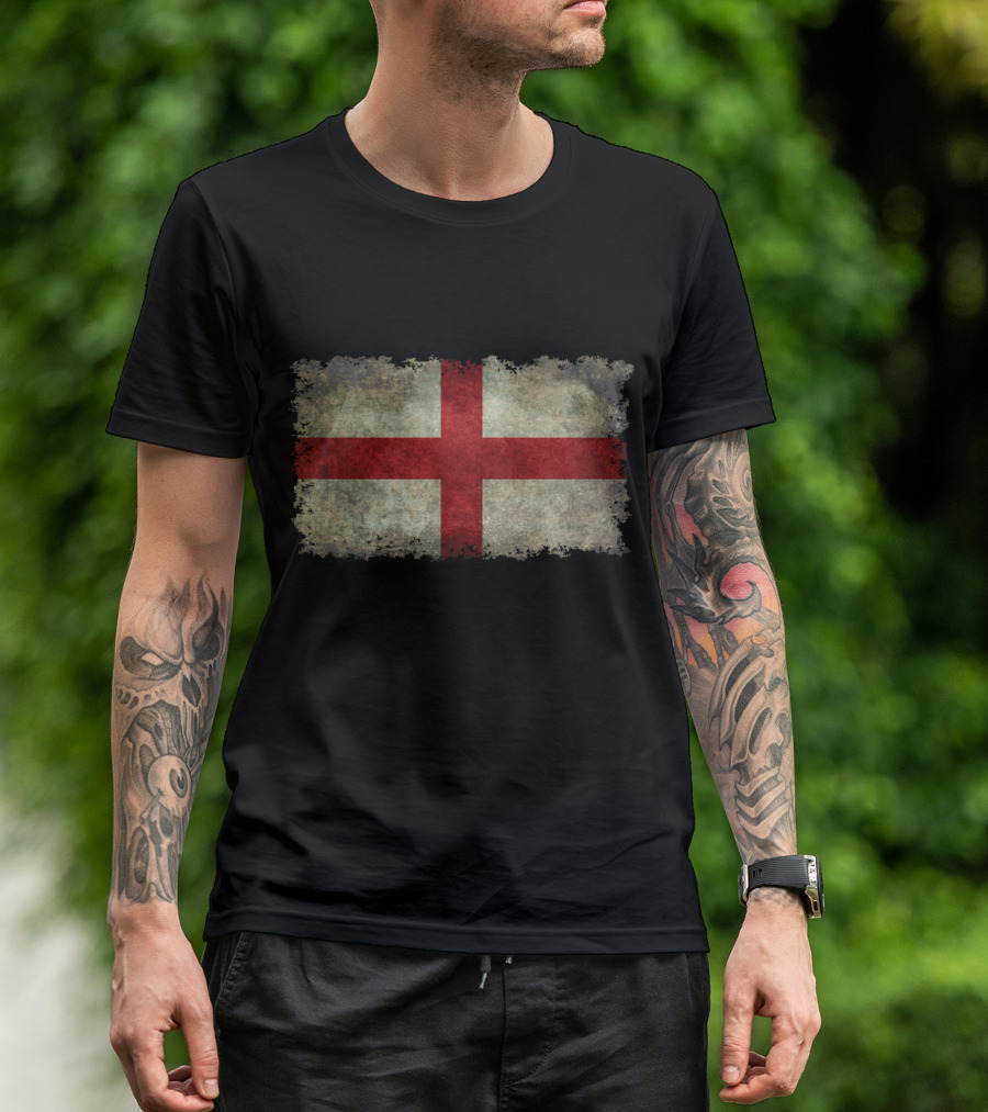 Vintage Distressed English St Georges Cross Flag T-Shirt