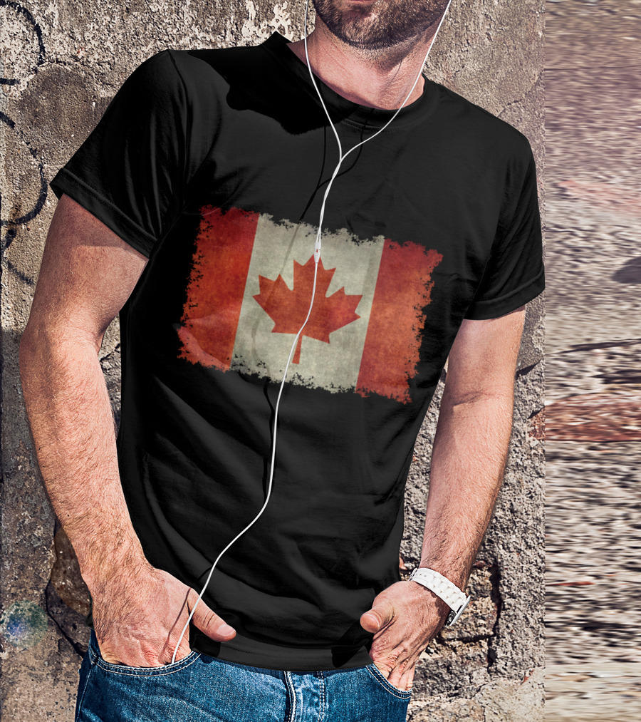 Vintage Canadian Maple Leaf Flag Grunge T-Shirt