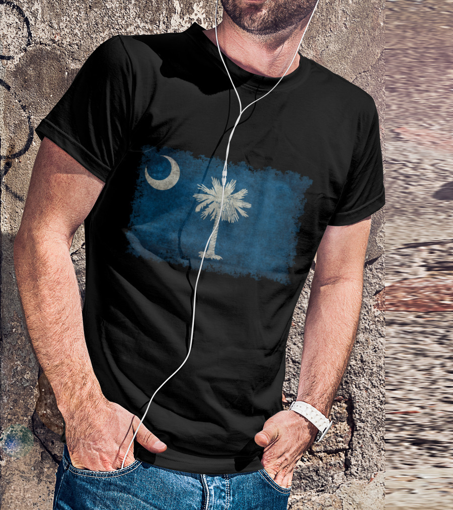 Vintage South Carolina State Flag Crescent Moon And Palmetto Tree T-Shirt