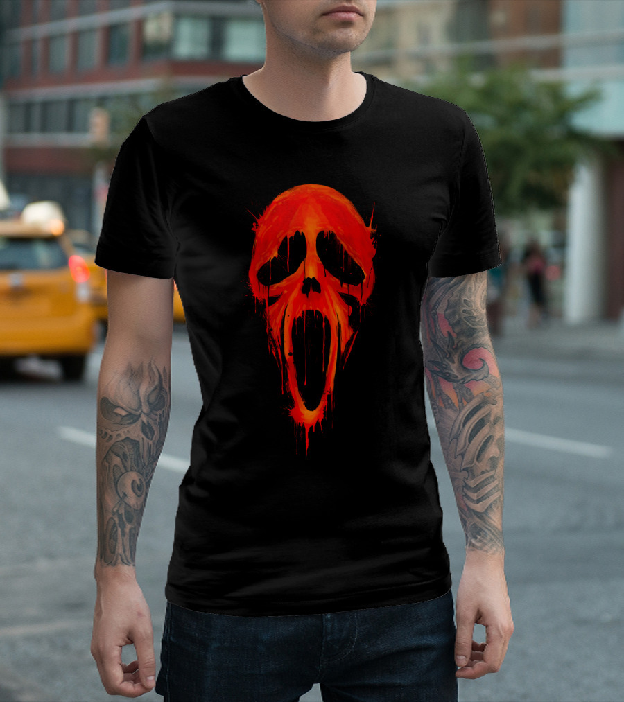 Scream Mask Dripping Red Paint Bloody Scream T-Shirt