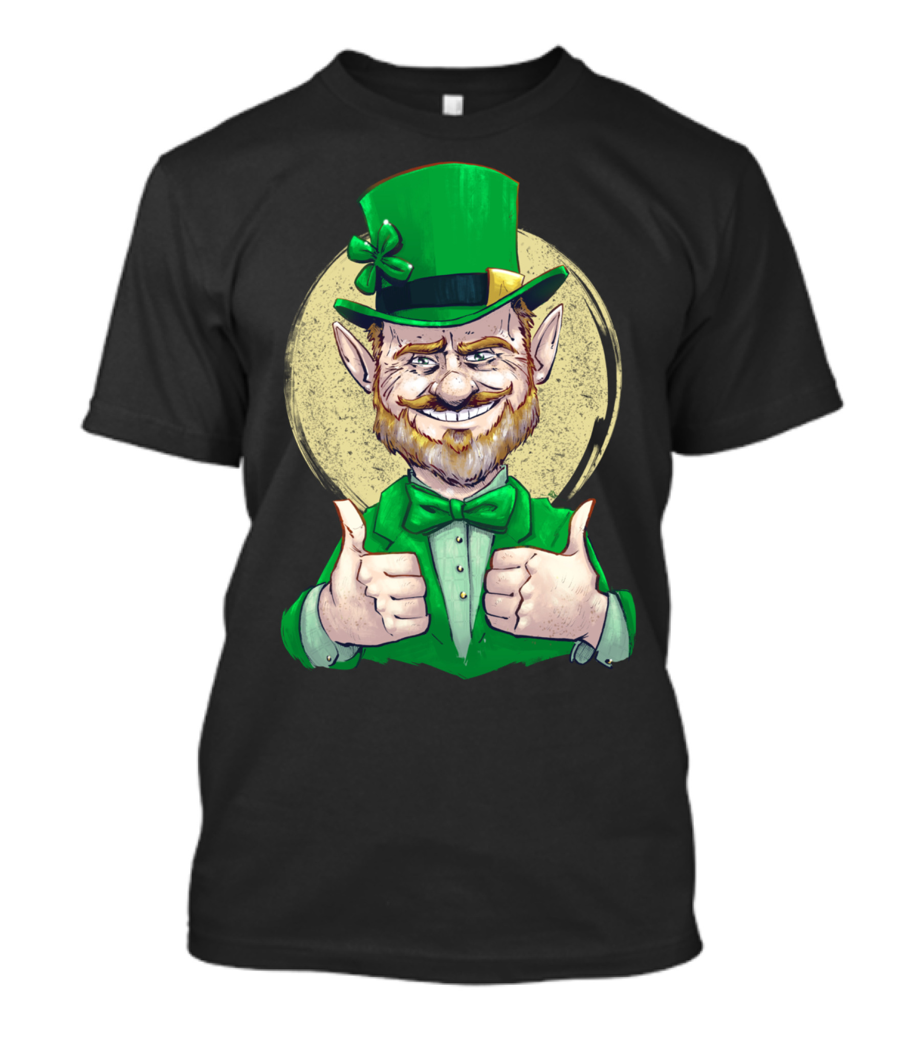 Thumbs Up For Good Luck Irish Patrick Leprechaun With Green Hat And Bow Tie T-Shirt