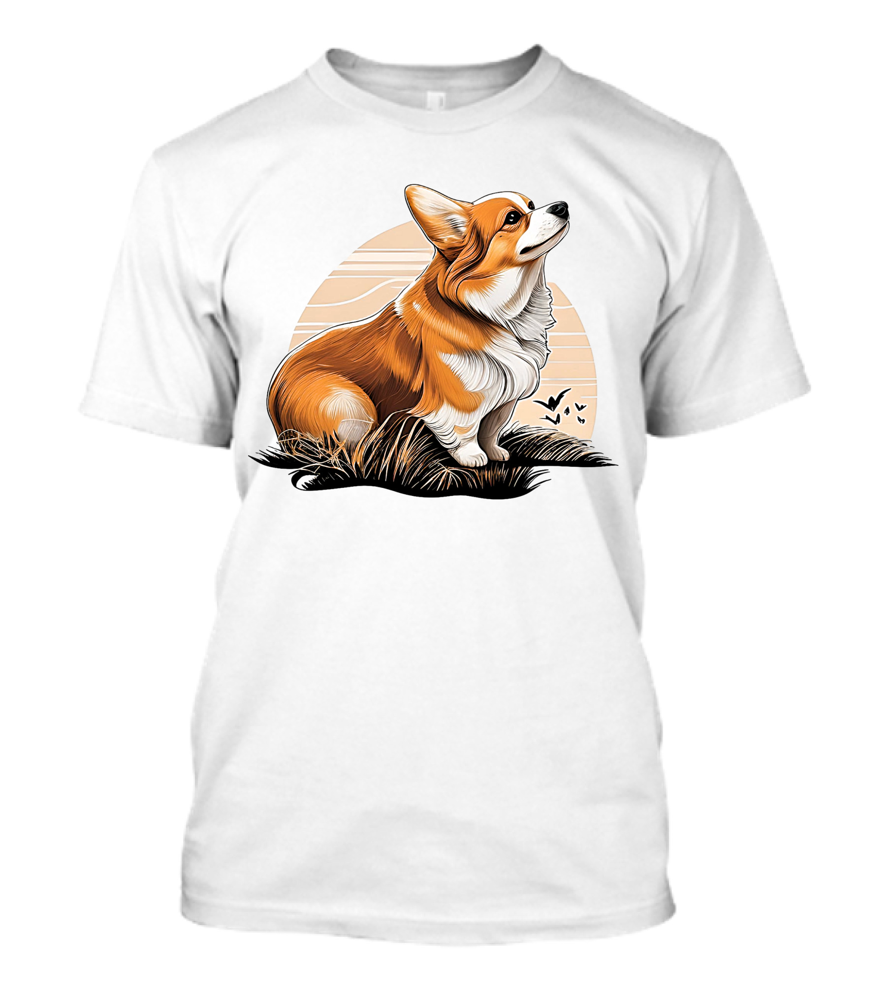 Corgi Dog Cute Sunset Scene T-Shirt