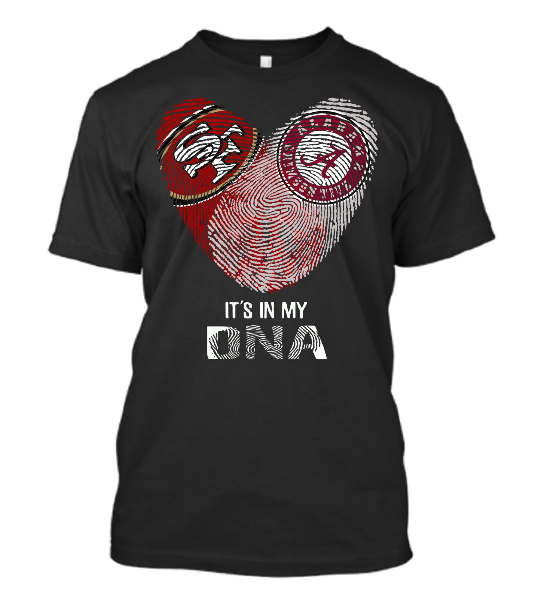 49ers Alabama It's In My Dna Fingerprint Heart T-Shirt