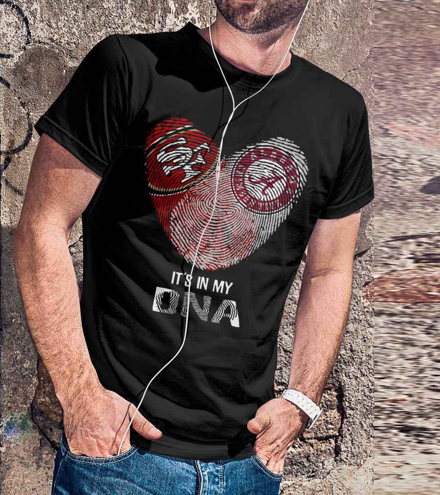 49ers Alabama It's In My Dna Fingerprint Heart T-Shirt