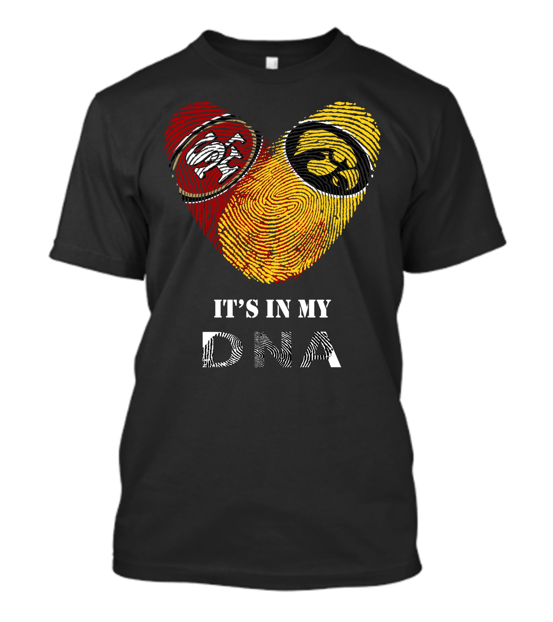 49ers Iowa Hawkeyes Dna Heart Fingerprint T-Shirt