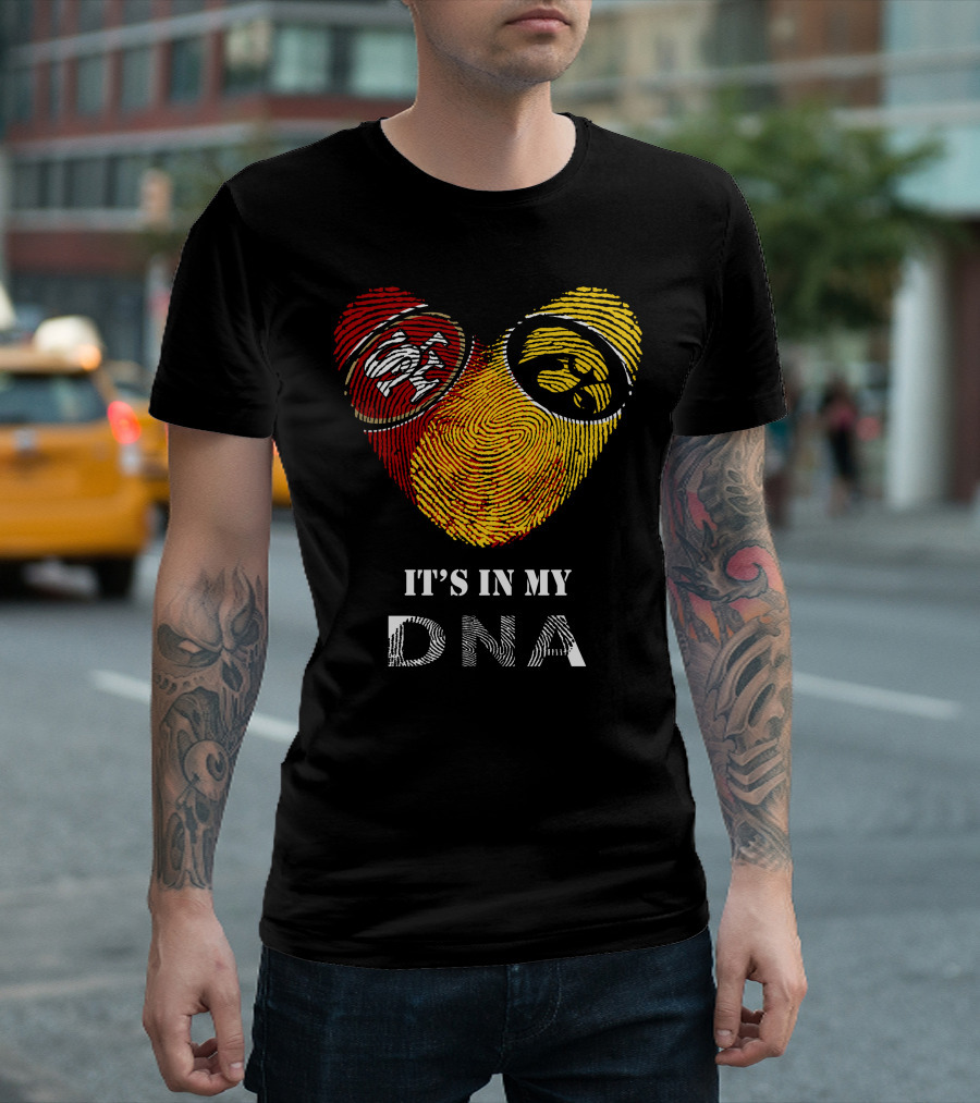 49ers Iowa Hawkeyes Dna Heart Fingerprint T-Shirt