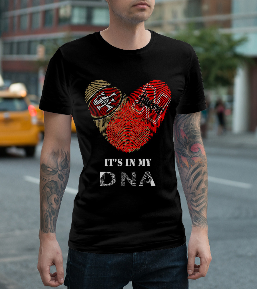 49ers Nebraska Cornhuskers Dna Fingerprint Heart T-Shirt