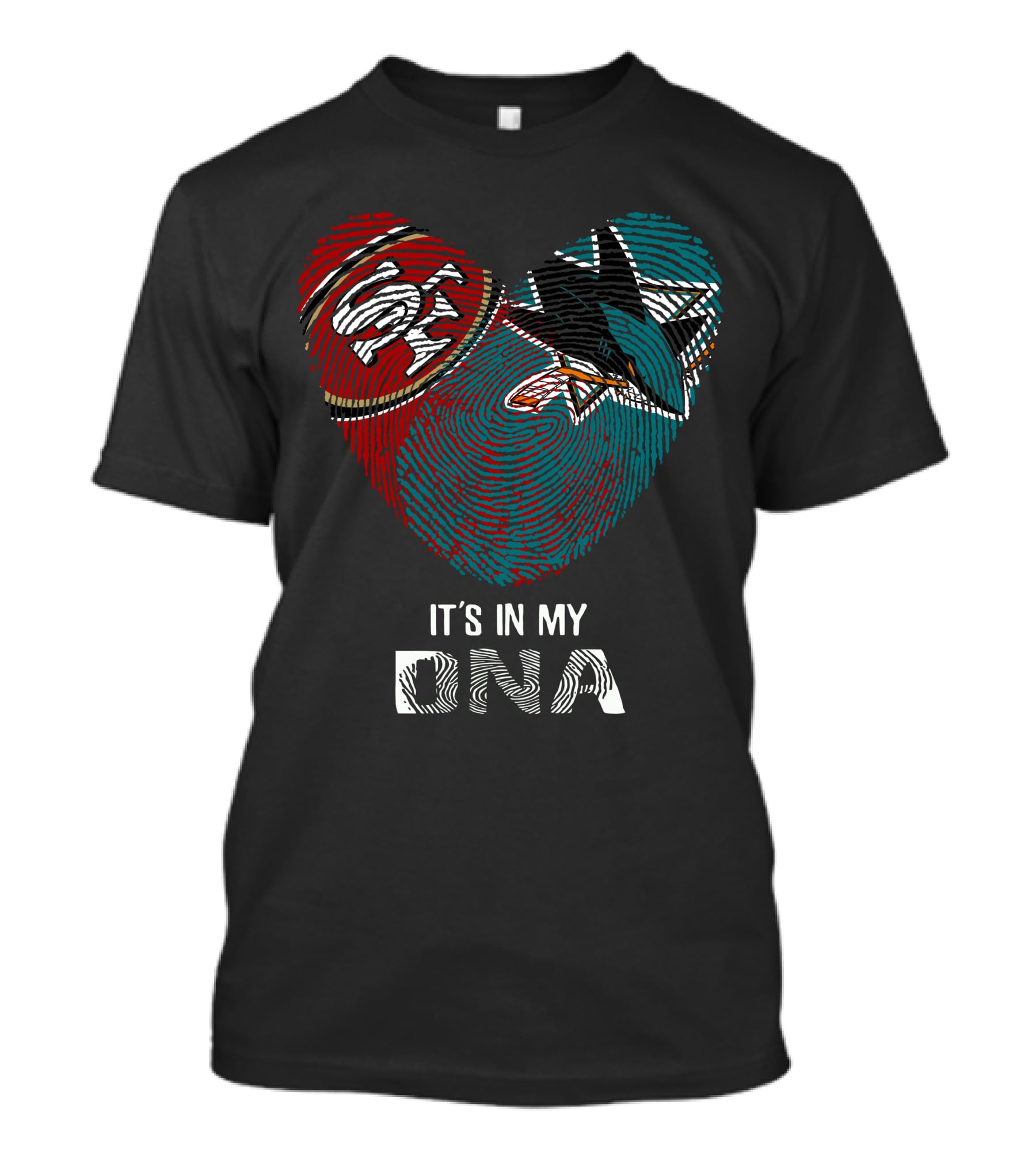 49ers San Jose Sharks Heart Shaped Dna Fingerprint T-Shirt