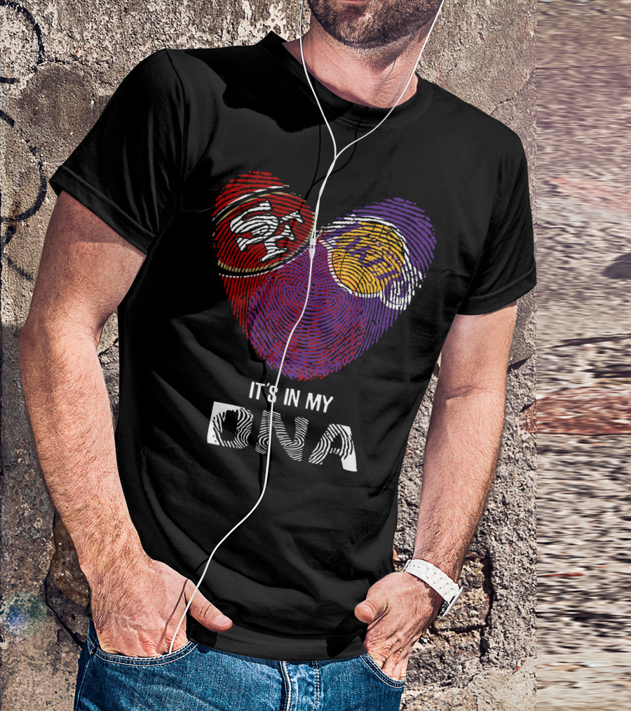 49Ers Lakers Heart Fingerprint It's In My DNA T-Shirt