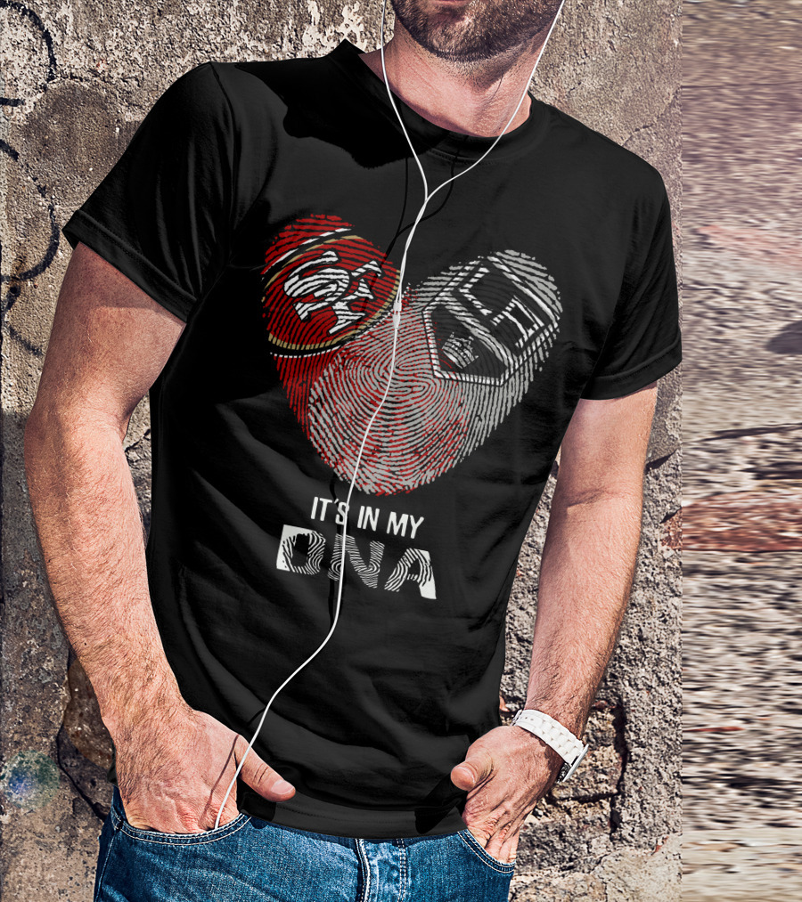 49ers Los Angeles Kings Heart Fingerprint It's In My DNA T-Shirt