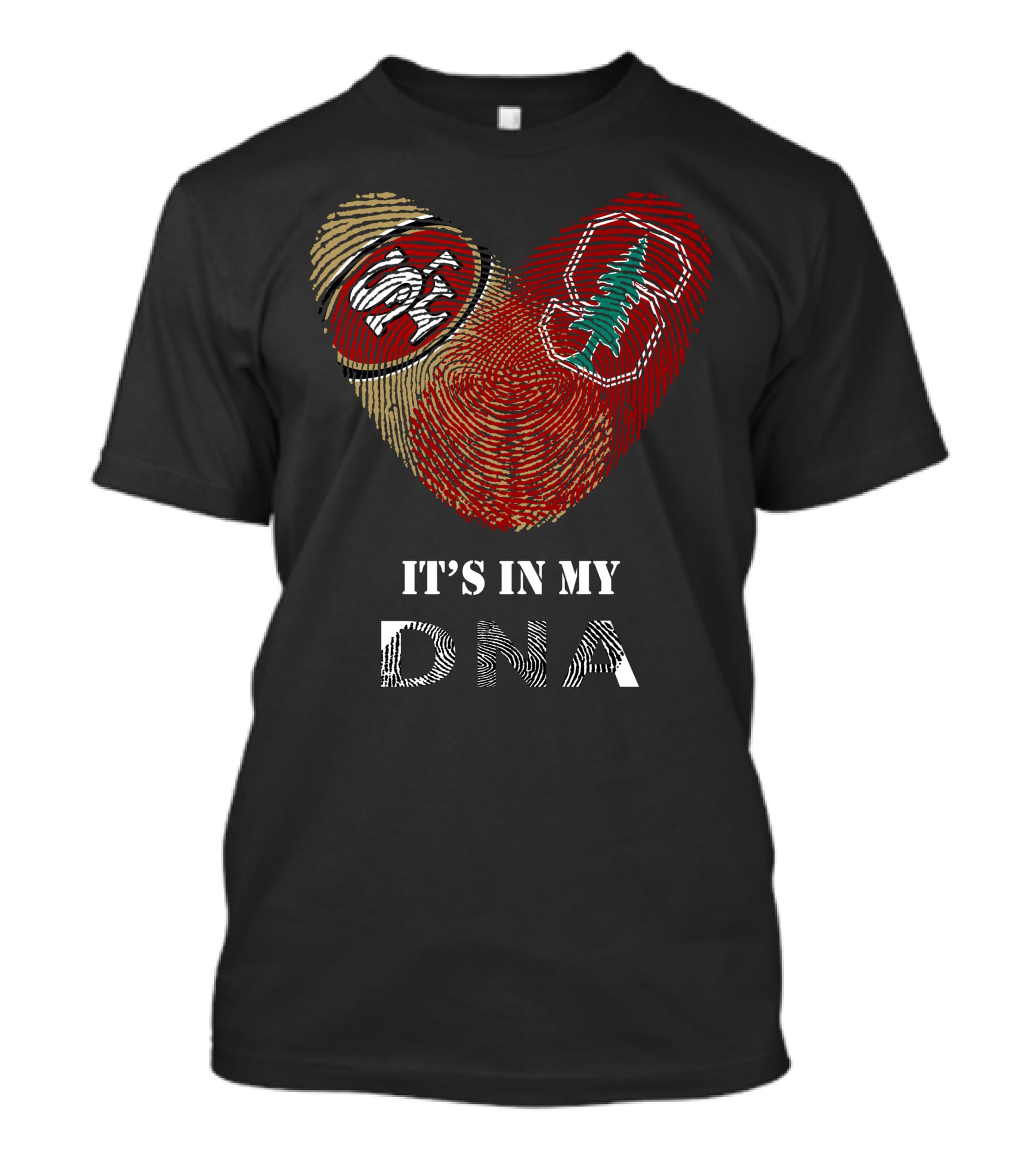 49Ers Stanford Cardinal Heart Fingerprint DNA T-Shirt