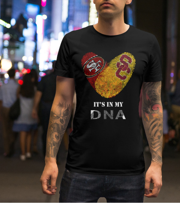 49Ers USC Trojans DNA Fingerprint Heart T-Shirt