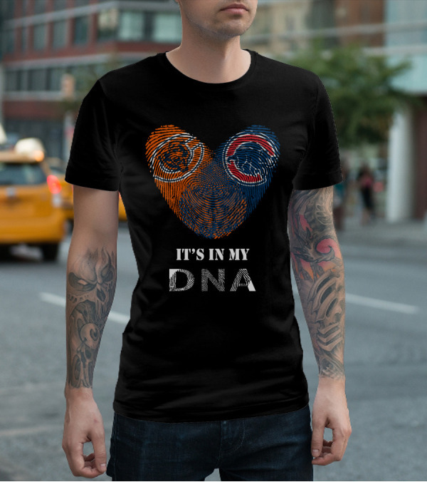Chicago Bears Cubs It's In My Dna Fingerprint Heart T-Shirt