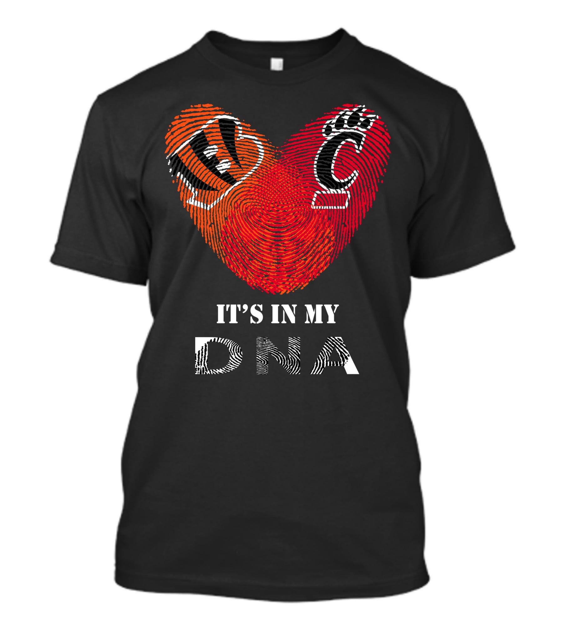 Bengals Cincinnati Bearcats Heart Fingerprint It's In My DNA T-Shirt