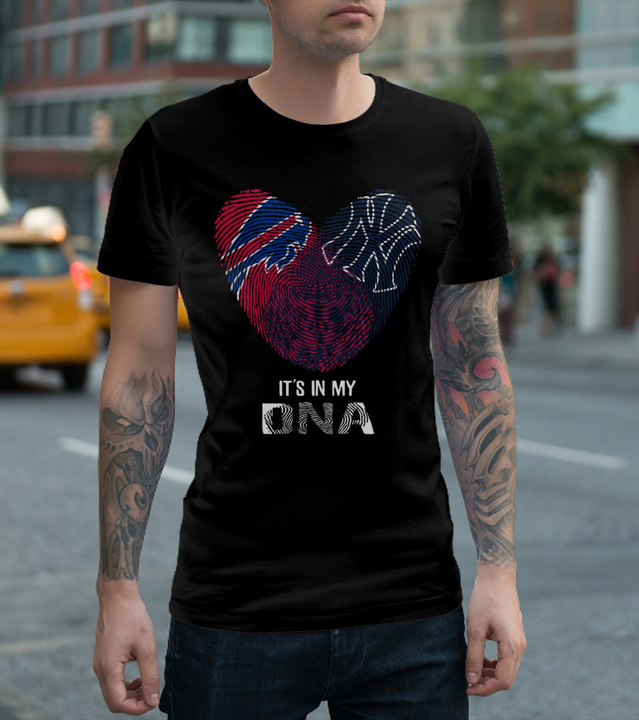 Bills Yankees It's In My DNA Fingerprint Heart T-Shirt