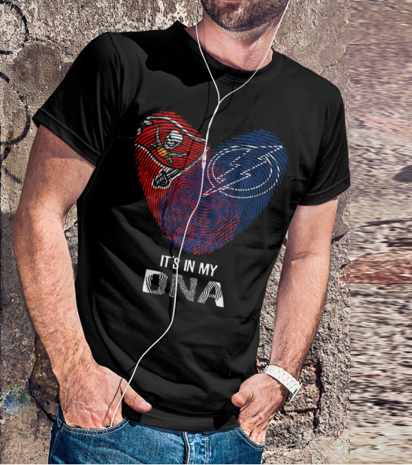 Buccaneers Lightning Heart It's In My Dna Fingerprint T-Shirt