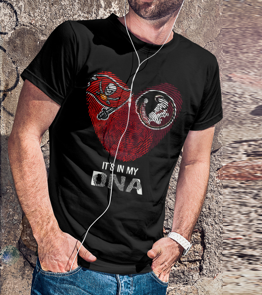 Buccaneers Seminoles Heart Fingerprint It's In My Dna T-Shirt