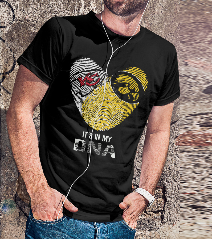 Chiefs Hawkeyes Heart Fingerprint It's In My DNA T-Shirt