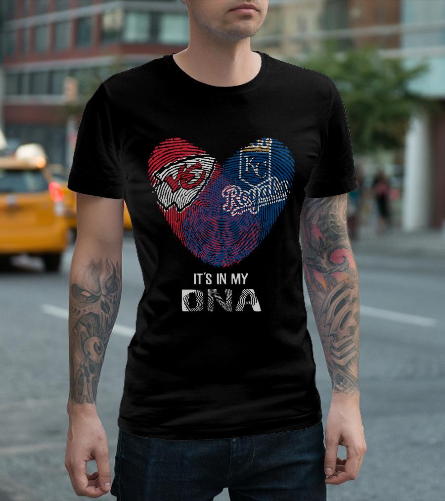 Chiefs Kc Royals Heart-Shaped Fingerprint It's In My Dna T-Shirt