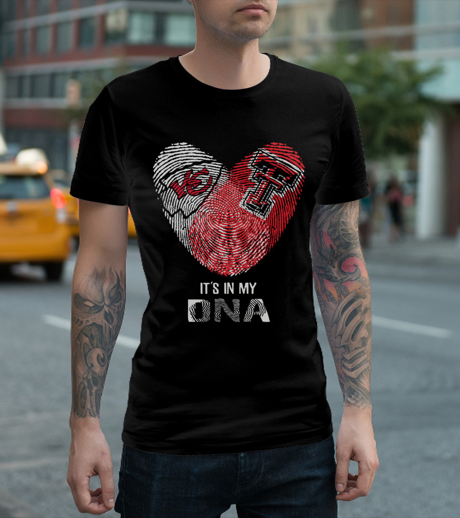Chiefs Texas Tech Heart Shaped Fingerprint It's In My Dna T-Shirt