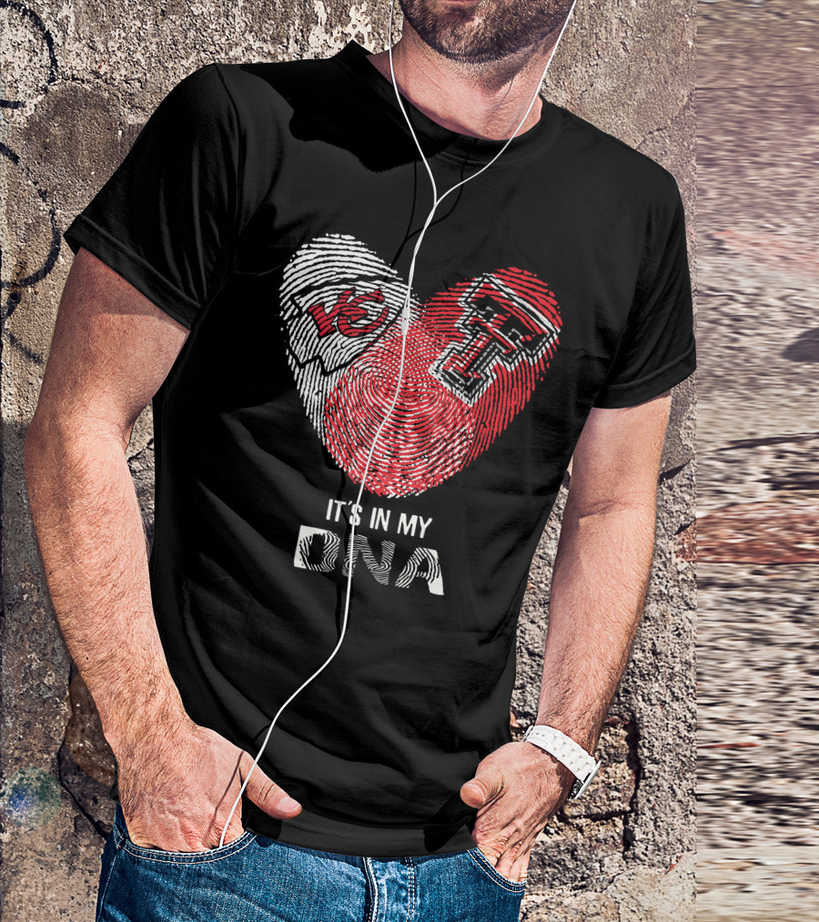 Chiefs Texas Tech Heart Shaped Fingerprint It's In My Dna T-Shirt