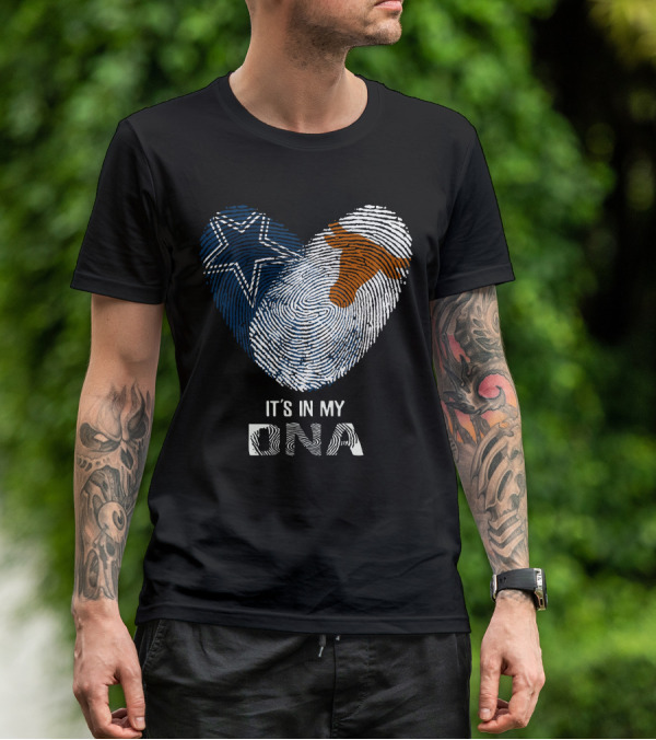 Cowboys Longhorns It's In My DNA Fingerprint Heart T-Shirt
