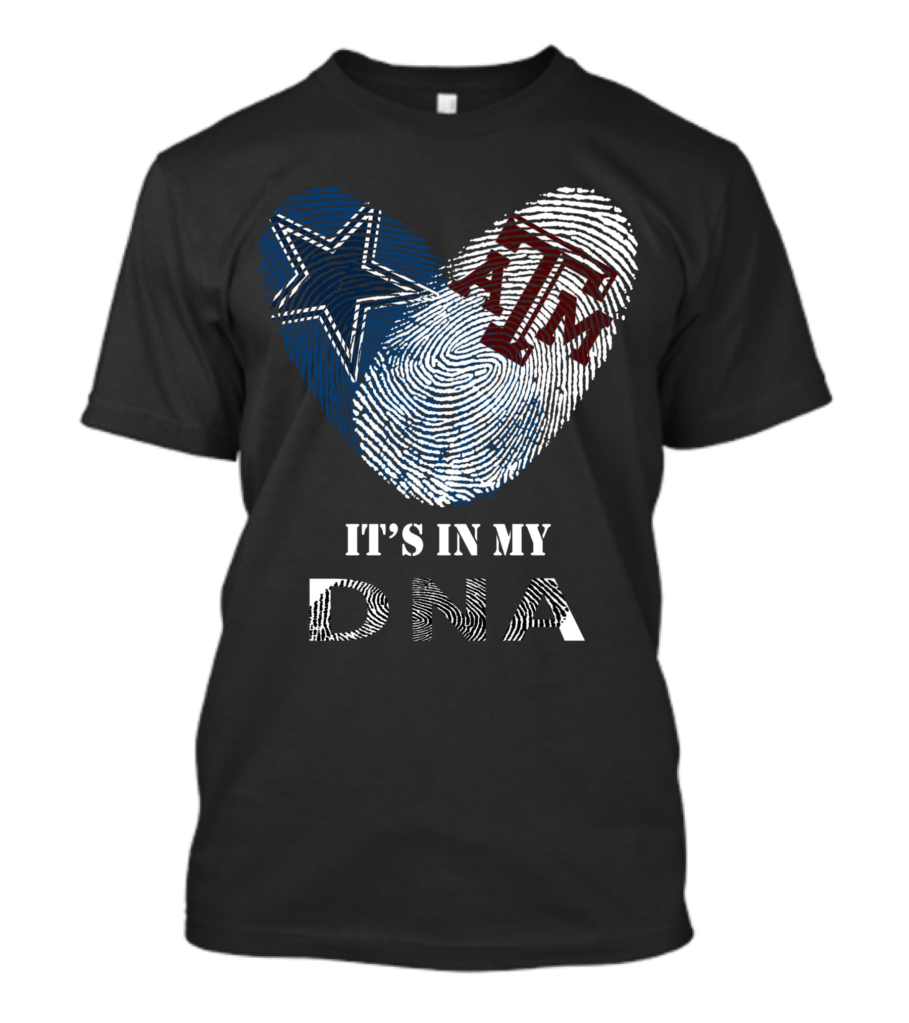 Cowboys Texas A&M Aggies It's In My Dna Fingerprint Heart T-Shirt