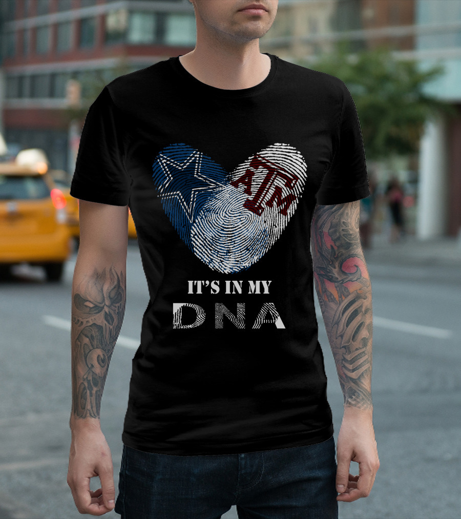 Cowboys Texas A&M Aggies It's In My Dna Fingerprint Heart T-Shirt