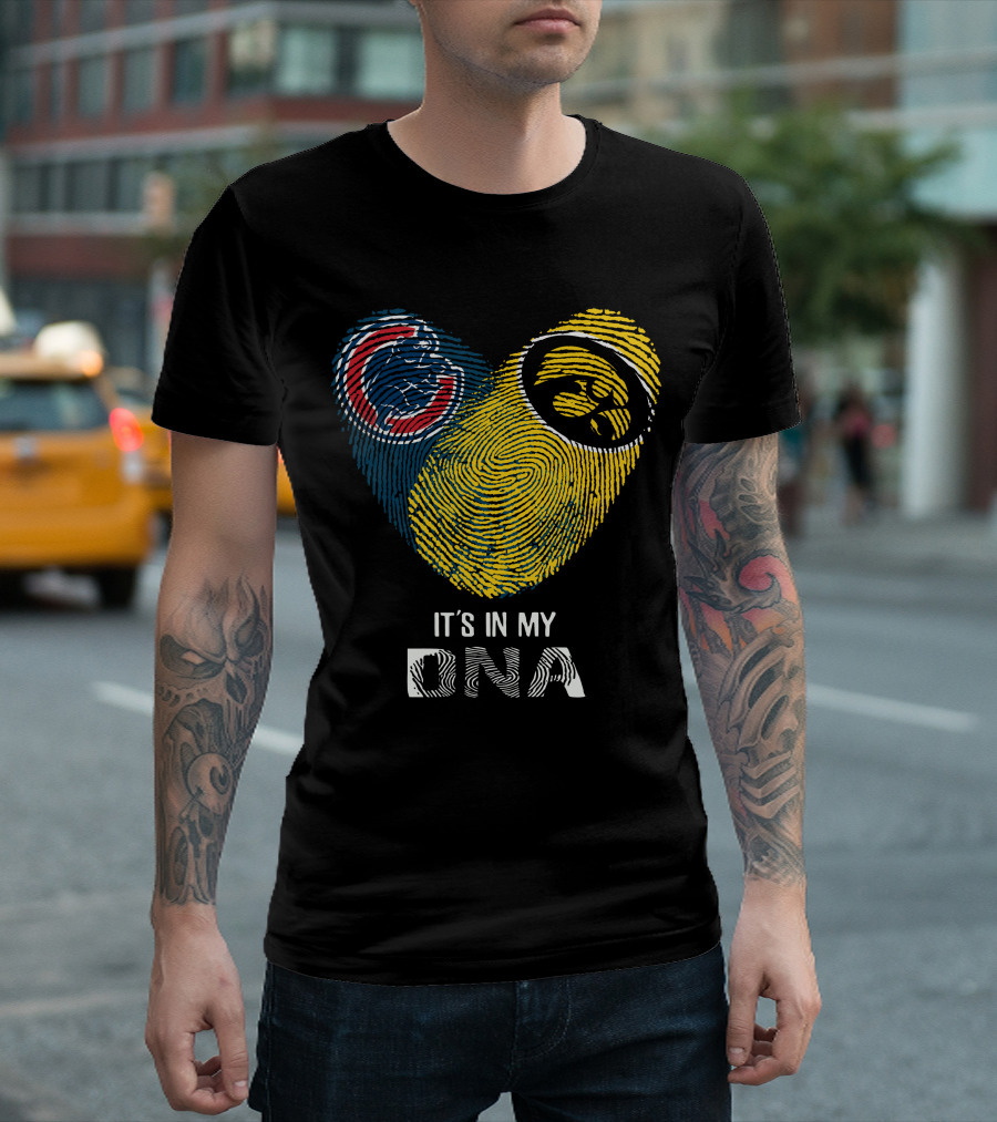 Chicago Cubs Iowa Hawkeyes It's In My Dna Fingerprint Heart T-Shirt