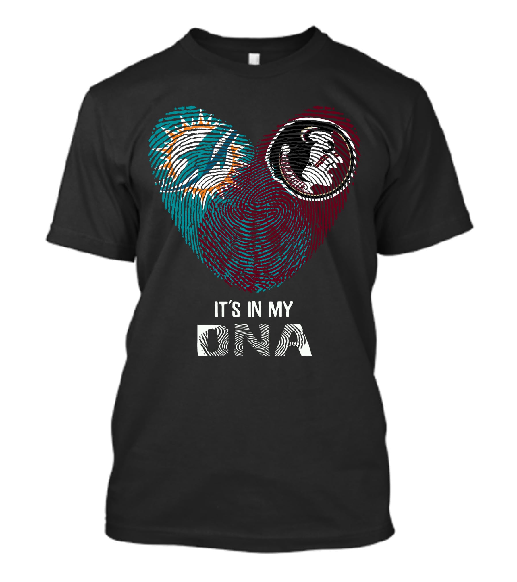 Dolphins Seminoles It's In My DNA Fingerprint Heart T-Shirt
