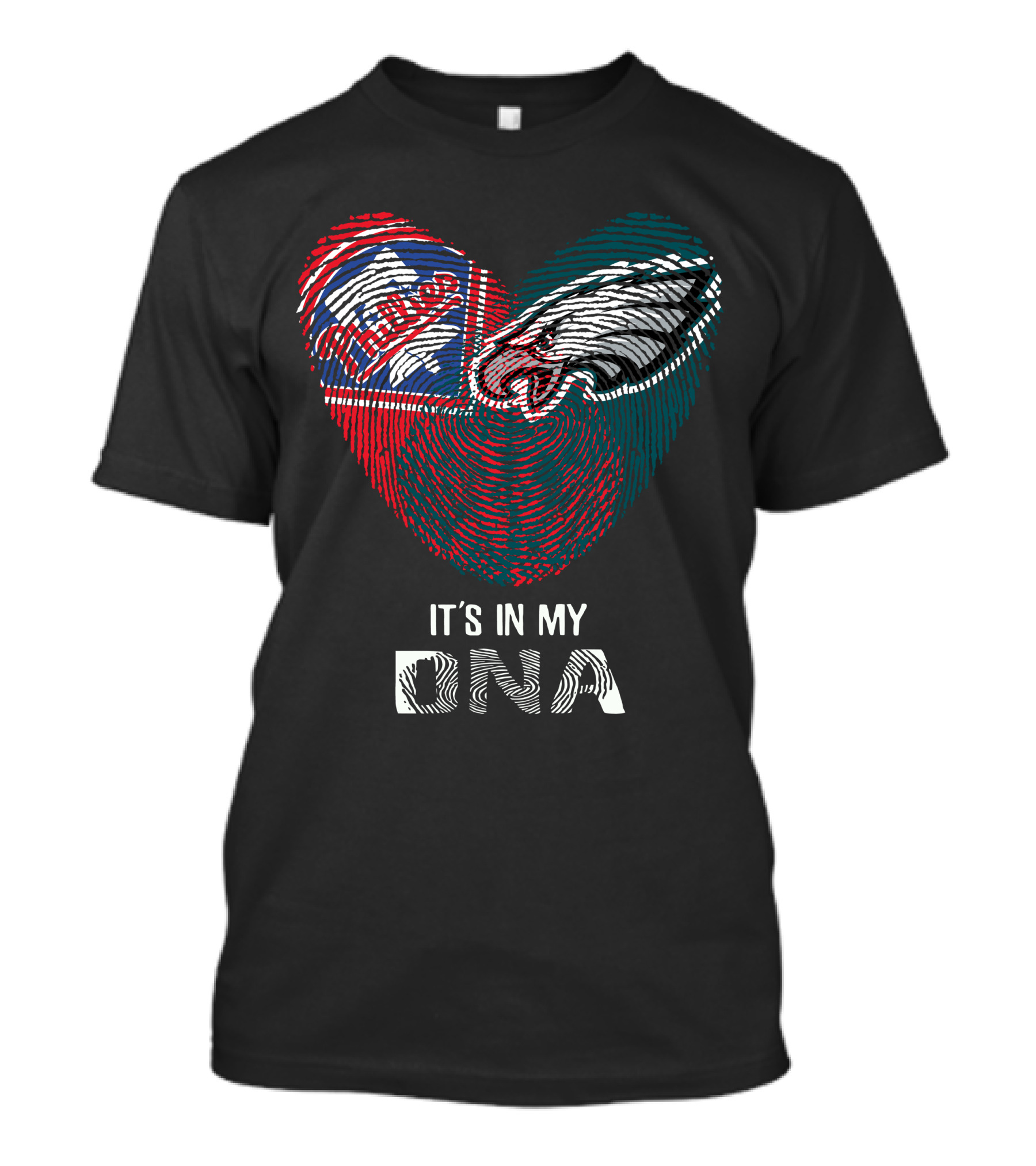 Eagles Phillies Heart It's In My Dna Fingerprint T-Shirt