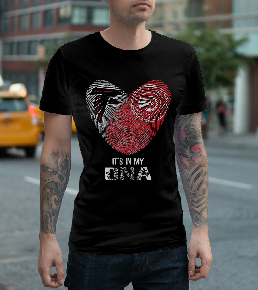 Falcons Atlanta Hawks It's In My DNA Fingerprint Heart T-Shirt
