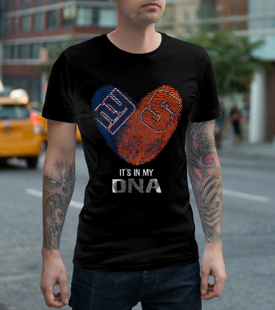 Giants Syracuse Orange It's In My DNA Heart Fingerprint T-Shirt