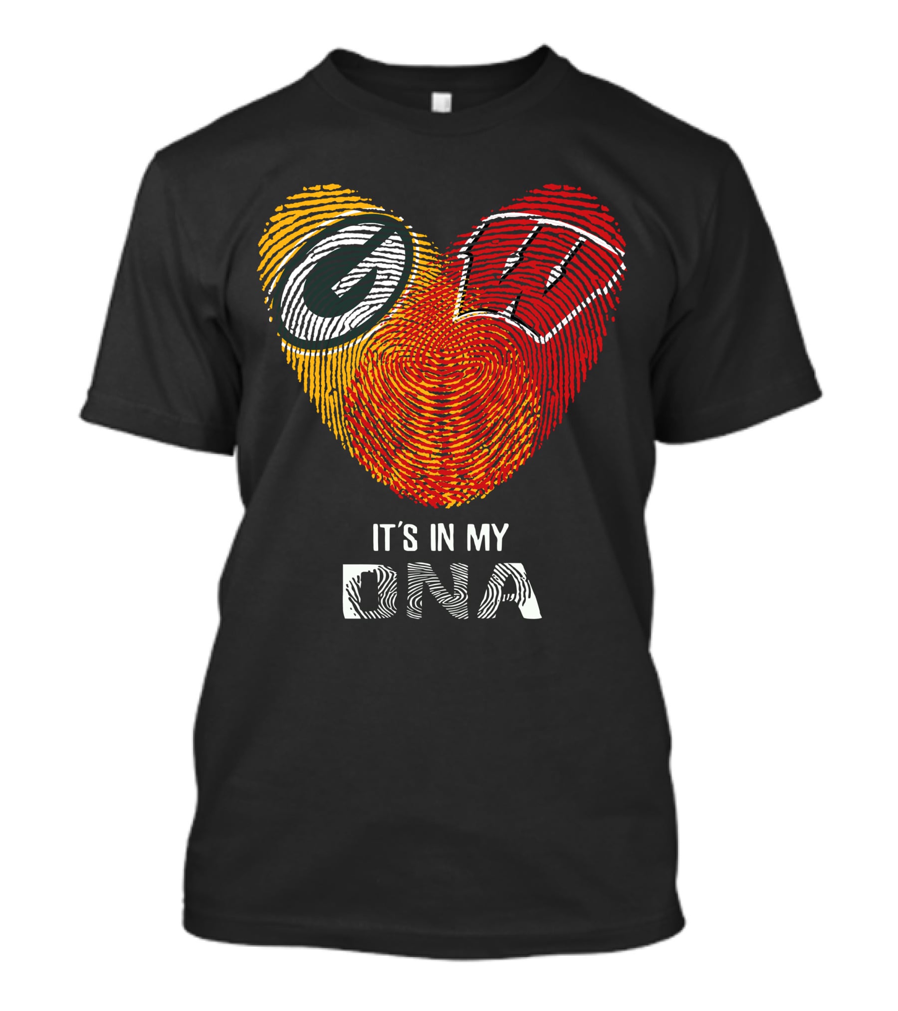 Packers Badgers Heart Fingerprint It's In My DNA T-Shirt