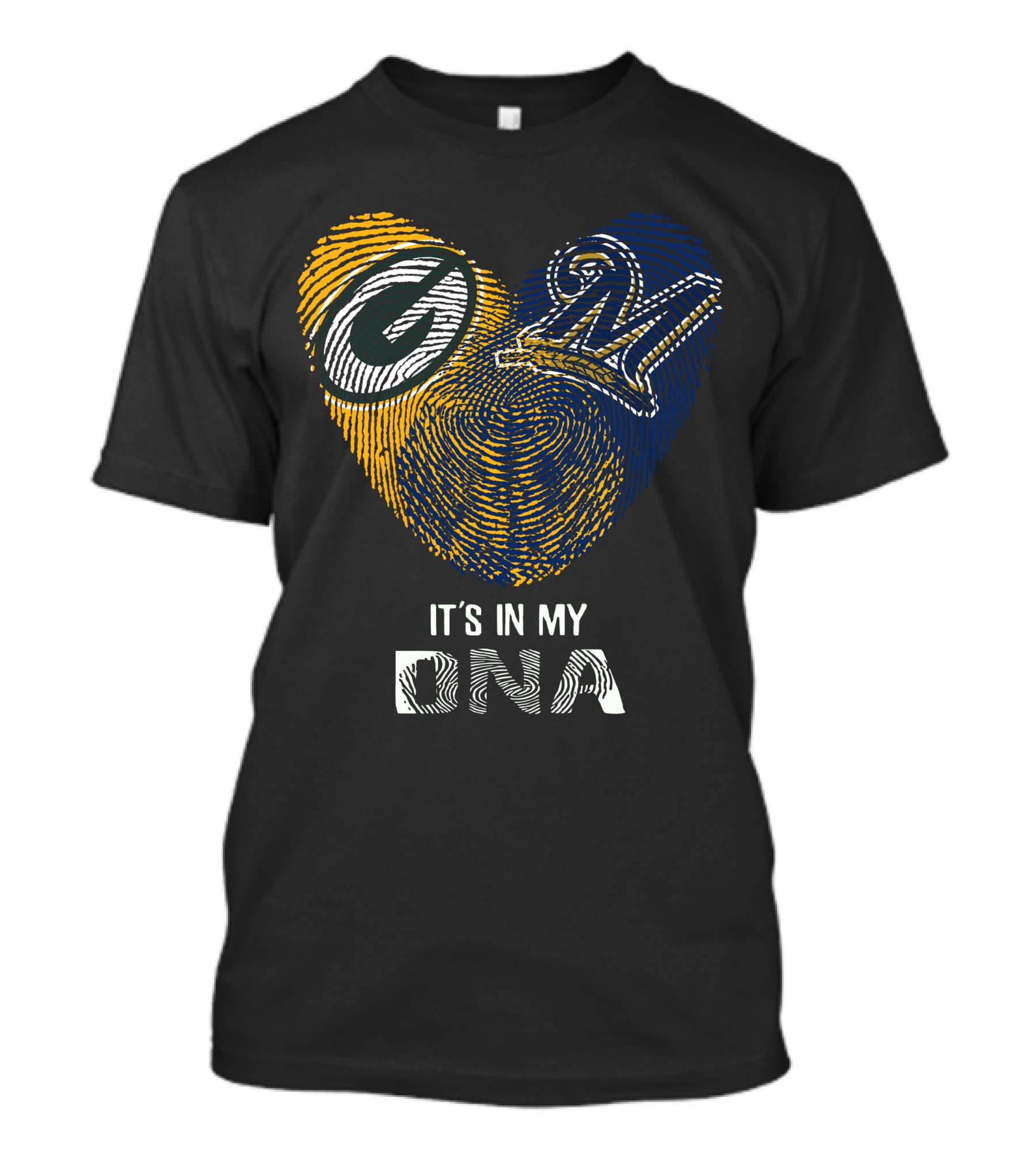 Packers Brewers Heart Fingerprint It's In My DNA T-Shirt