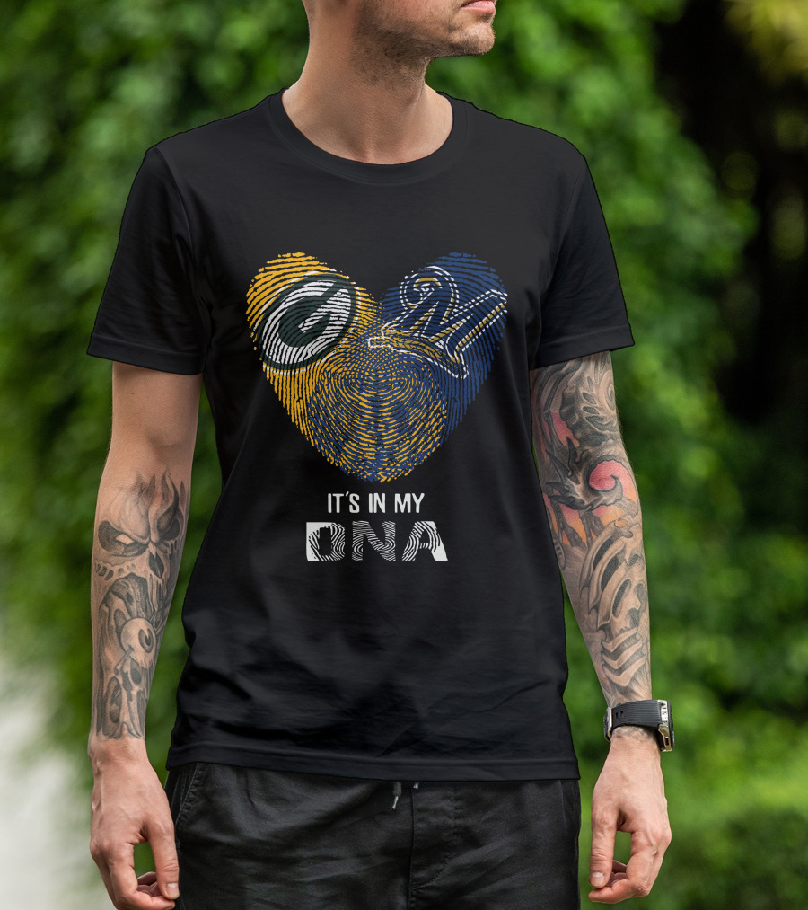 Packers Brewers Heart Fingerprint It's In My DNA T-Shirt